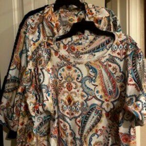 2 for 1$ Chicos No Iron Stretch Blouse with Matching t Size 4 (20-22) Agua Azul